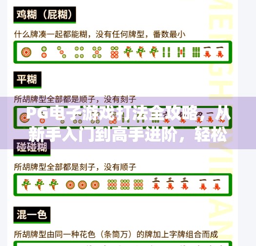 PG电子游戏打法全攻略，从新手入门到高手进阶，轻松赢在起跑线！pg电子游戏打法教程